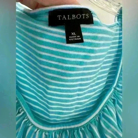 TALBOTS RUFFLE SQUARE‎ NECK SHELL - AMALFI STRIPE SIZE XL - Picture 4 of 8